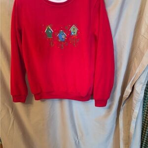 Crazy Love Red Sweatshirt with Birdhouse Embroidery